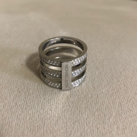 Michael Kors Jewelry - Michael Kors Silver Pave Stacked Stone Ring Sz 7